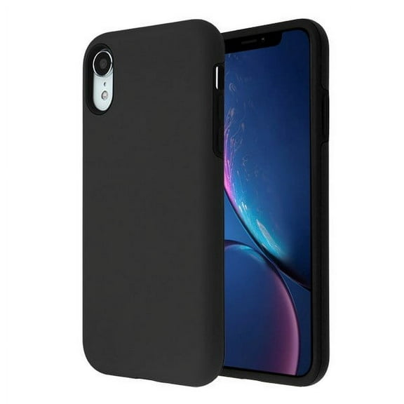 Xpression Apple iPhone XR (6.1 inch) (2018 Model) Phone Case Slim Hybrid Shockproof Impact Rubber Dual Layer Rugged Protective Hard PC Bumper & Soft TPU Back Cover Black Case