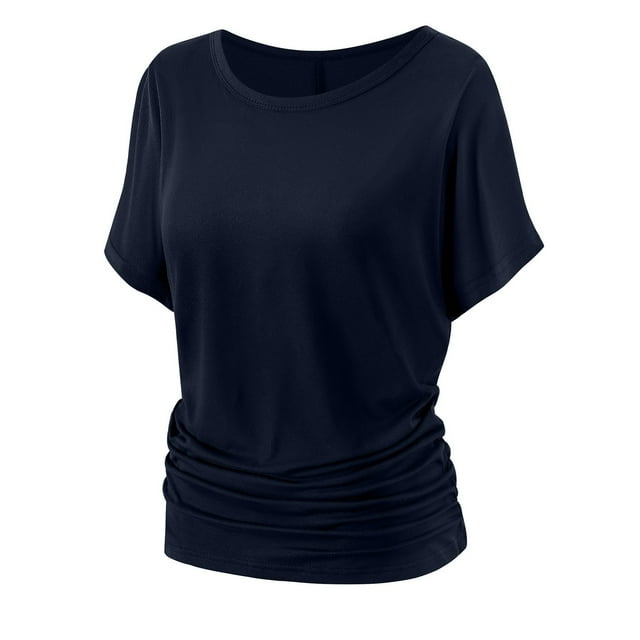Zpanxa T-shirt en Coton Surdimensionné pour Femme Grande Taille, Couleur Unie, Manches Courtes, Col Rond, Haut d'Été Décontracté