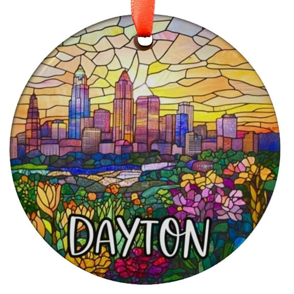 Custom Dayton Ohio Ornament |Faux Ornament |Unique Souvenir |Vacation Travel Gift | Holiday Christmas Decor, Holiday Keepsake, Xmas Tree Hanging Decoration, Seasonal Gift Idea, Col