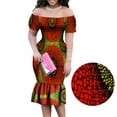 thumbnail image 3 of BintaRealWax African Dress for Women Off Shoulder Smocked Kente Print Long dress, 3 of 3