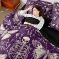 thumbnail image 4 of Homewish Victorian Halloween Skeleton 7-Piece Twin Bedding,Moth Botanical Pattern Bedding Comforter Set,Purple Cream,Black Reversible, 4 of 8