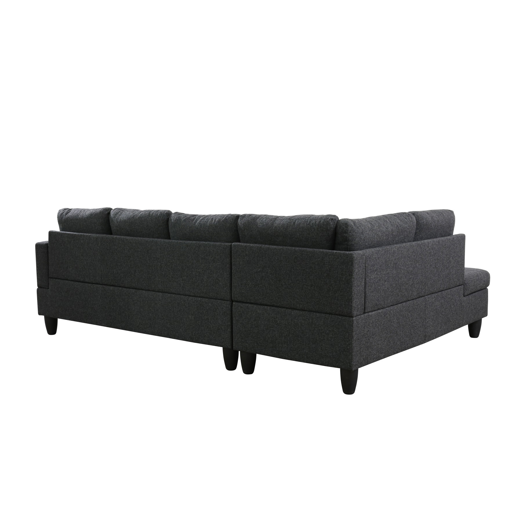 Hommoo 2-Piece Linen L-Shaped Sectional Couches and Sofa Set, Modern Living Room Furniture Set, No Ottoman, Left Side, Black Grey