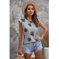 thumbnail image 2 of POGLIP Women's Gray Palm Leaves Crew Neck Tank, 2 of 6
