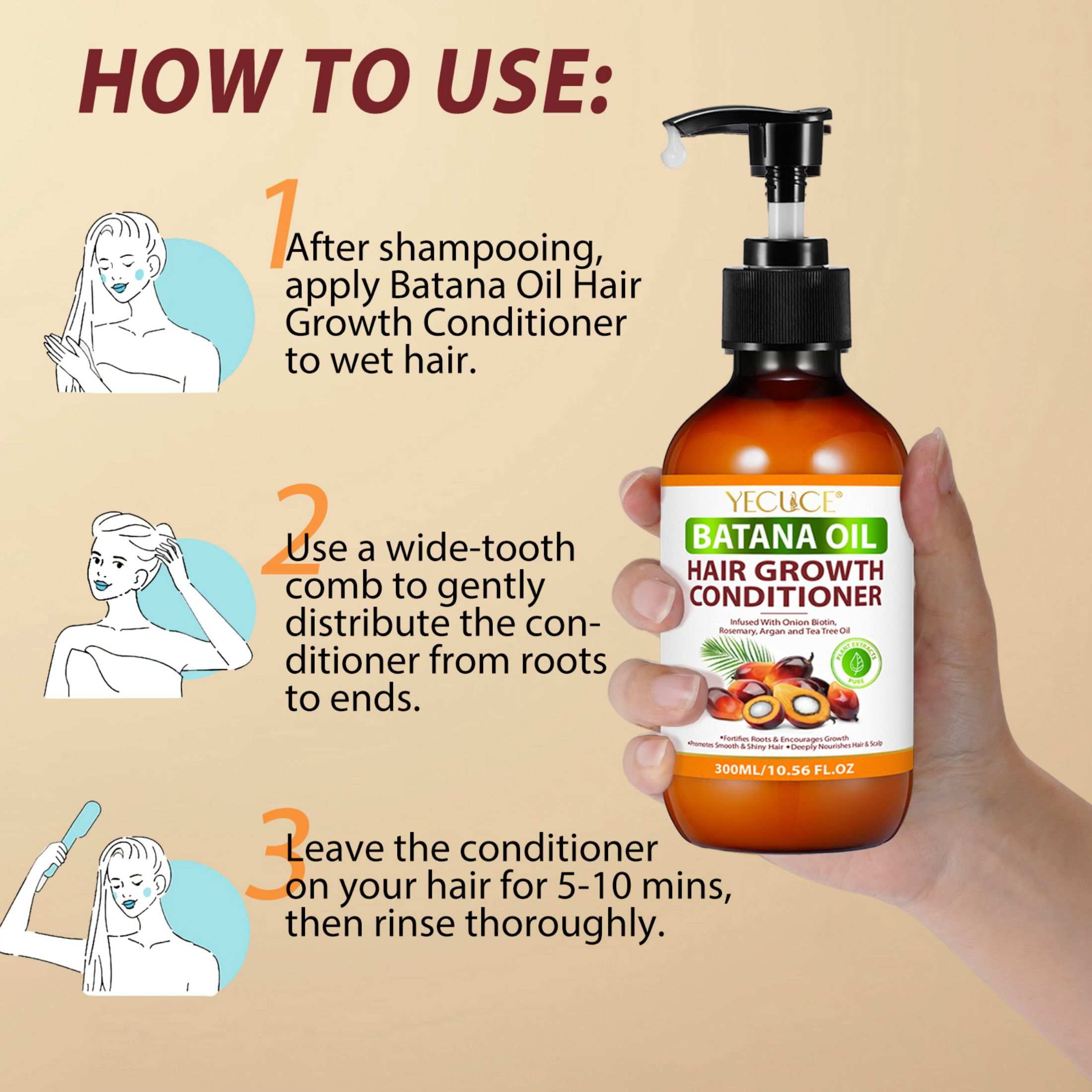 YECUCE 2-Pack Batana Oil Conditioner for Men and Women Daily Hair Care, For Curly Hair & Straight Hair
