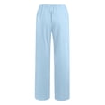 thumbnail image 5 of GUACER Womens Trousers Fashion Cotton Linen Drawstring Elastic Waisted with Pockets Baggy Straight Leg Pants, 5 of 5