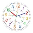 thumbnail image 3 of Reloj de pared infantil silencioso, ideal para la enseñanza. Diseño decorativo de pared redondo de madera de 30 cm (12 pulgadas). Estilo A, 3 of 9