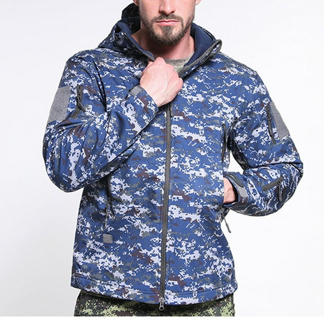 LSLJS Men's Veste Extérieure Chaude en Polaire Douce Camouflage (Camouflage, TTG)