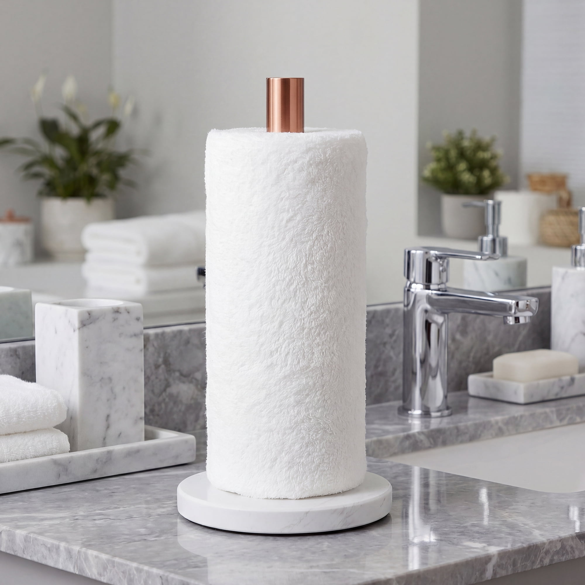 Unique Bargains Non Slip Base Paper Towel Holder Brown B 12.2x6.1inch