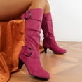 thumbnail image 6 of Gyexs Slouchy Boots for Women Wide Calf Round Toe Arch Support Heel Comfortable Booties Fall Winter Pull on Tall Boots Z01 Hot Pink Size 8.5, 6 of 7