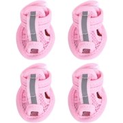 Dog Mesh Sandals- 4pcs Summer Dog Boots, Breathable Dog Shoes, Anti- Slip Dog Sneakers, Pasted Dog Sandals, Creative Pet Shoes for Dog Cat, Pink (Size 3)