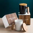 thumbnail image 2 of Taza de cerámica con tapa de madera y asa de madera, taza de café, taza de café sencilla, taza de leche de porcelana, taza de regalo, 350 ml, 2 of 4