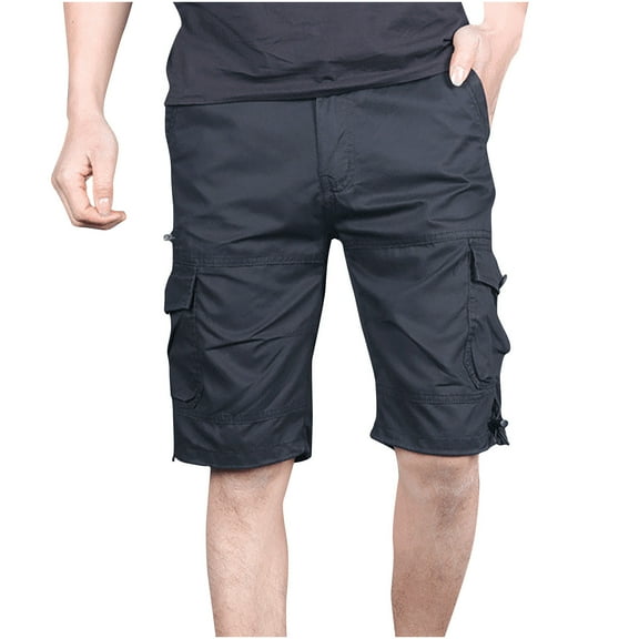 RYRJJ Men's Outdoor Slim Fit Hiking Shorts Fashion Streetwear Summer Cargo Casual Shorts with Multi-Pockets(Black,M)
