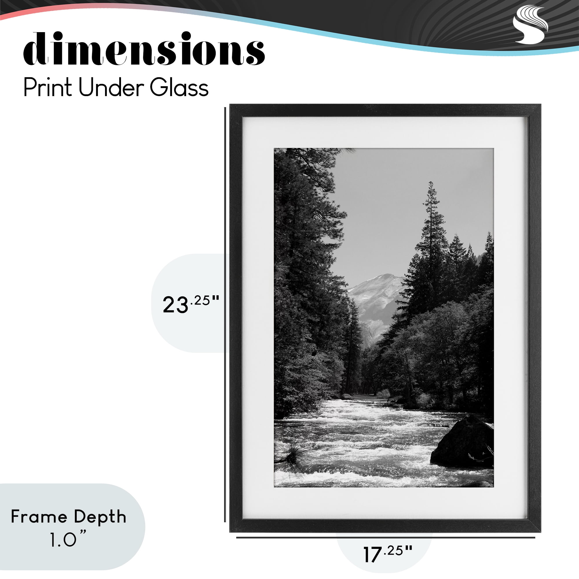Stupell Industries Merced River Flow Black Framed Print Under Glass, design by Kim Curinga