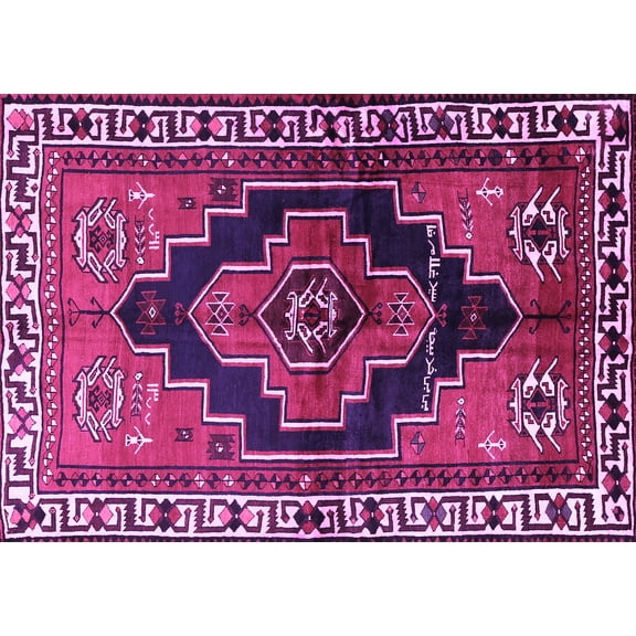 Ahgly Company Indoor Rectangle Persian Purple Traditional Area Rugs, 5' x 7'