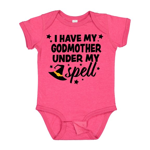 Inktastic I Have My Godmother Under My Spell with Cute Witch Hat Boys or Girls Baby Bodysuit