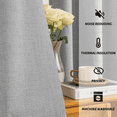 thumbnail image 3 of Yakamok Dove Grey Linen Curtains 100% Blackout 96 Inches Long,Room Darkening Textured Curtains for Living Room Thermal Grommet Bedroom Curtains 2 Panels with Greyish White Liner, 3 of 7