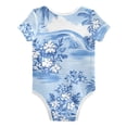 thumbnail image 2 of Flowers Coconut Trees Waves Hawaii Pure Cotton Bodysuit Short Sleeve Pajamas One-Piece Romper Unisex 2T, 2 of 6