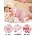 thumbnail image 5 of Oudiya Girls Short Sleeve Nightgown Silk Satin Pajama Dress Soft Princess Sleepwear for Kids 6-14Y, 5 of 7