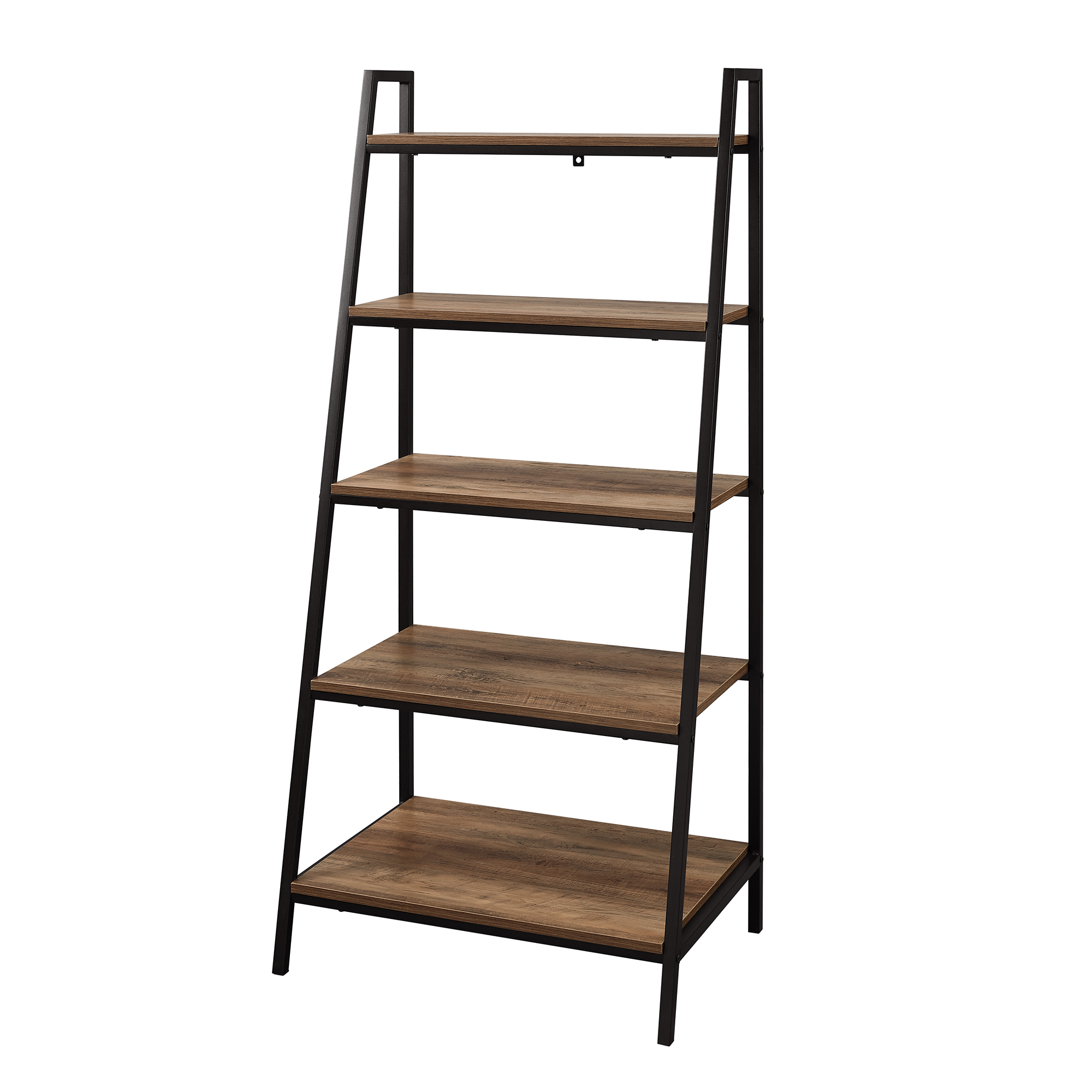 Manor Park Modern 5-Shelf Ladder Bookshelf, Reclaimed Barnwood