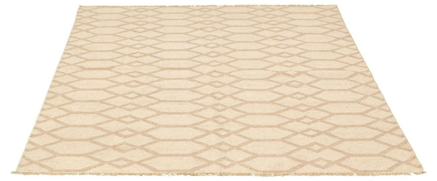 ECARPETGALLERY 5'2" x 7'10" Flat-weaves & Kilims Organica Hand Made Area Rug for Living Room, Dining Room and Bedroom in Ivory