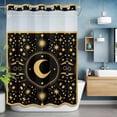 thumbnail image 6 of No Hook Shower Curtain with Snap in Liner, Gold Yellow Moon Star Waterproof Bath Curtain Double Layers with See Through Top Window, Starry Night Polka Dot on Black Hotel Shower Curtains 48x72in, 6 of 9