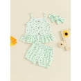 thumbnail image 2 of Bagilaanoe 2pcs Newborn Baby Girl Shorts Set Floral Sleeveless Cami Tops + Shorts + Headband 6M 12M 18M 24M Infant Casual Summer Clothes, 2 of 7