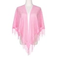thumbnail image 2 of Chales y envolturas INSPIRE CHIC para vestidos de noche, bufandas triangulares de encaje con flecos para bodas y fiestas formales 70.9"x27.6" Rosa, 2 of 5