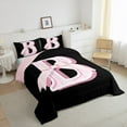 thumbnail image 5 of Feelyou Initial B Letter Comforter Sets Queen Size, Princess Bow Comforters & Duvets, Pink Monogrammed Reversible Duvet Insert, Microfiber Room Decor, 3-Piece, 5 of 8