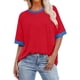 thumbnail image 5 of Tejiojio Womens T Shirts Loose Fit Short Sleeve Tees Crew Neck Color Block Summer Tops 2026 Fashion, 5 of 5