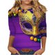 thumbnail image 2 of RKSTN Mardi Gras 3/4 Length Sleeve Womens Tops Oversized Crewneck Carnival Graphic Printed Three Quarter Sleeve T Shirt Women Casual Round Neck Funny Tuesday Carnival Party Loose Short Sleeve Shirt, 2 of 6