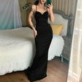 thumbnail image 2 of Women's Formal Long Dress Strap Open Back V Neck Sleeveless Party Tight Elegant Evening Gown, 2 of 2