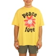 thumbnail image 1 of Junk Food Mens Peace Love Flower Camiseta gráfica amarilla L, 1 of 5