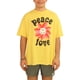 thumbnail image 1 of Junk Food Mens Peace Love Flower camiseta gráfica amarilla M, 1 of 5
