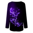 thumbnail image 5 of Camiseta holgada de manga larga con cuello redondo y estampado de mariposa a la moda para mujer Fridja  czfsfas250, 5 of 5