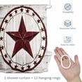 thumbnail image 4 of Country Star Shower Curtain for Bathroom, Wood Grain Waterproof Cloth Fabric Bathroom Accessories Set with 12 Rust Proof Plastic Hooks, 72"x78", 4 of 9