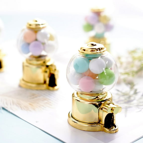 Efavormart 6 Pack - 3.5" Gold Mini Favor Candy Dispenser, Mini Gumball Machine for Wedding, Bridal Shower, Baby shower, Birthday, Candy Jars Decorations