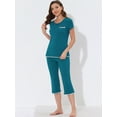 thumbnail image 2 of DARING DIVA Women's Round Neck Casual Pajama Sets M Peacoke Green, 2 of 6
