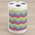 thumbnail image 1 of Rainbow Ceramic Toothbrush Holder, Colorful Zig Zag Chevron Pattern Geometric Modern Sharp Design Illustration, Decorative Versatile Countertop for Bathroom, 4.5" X 2.7", Multicolor, by Ambesonne, 1 of 4