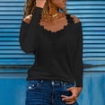 thumbnail image 2 of Tops de Mujer Blusa Casual Elegante Camisas de Manga Larga Otoño Moda Con Cuello en V Encaje Patchwork Sólido A Odeerbi  ODB169972, 2 of 9