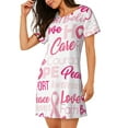 thumbnail image 2 of Daiia Rubans de Sensibilisation au Cancer du Sein Chemise de Nuit pour Femmes Manches Courtes Robe de Nuit Douce, 2 of 6