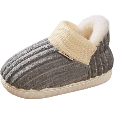 

QWZNDZGR Baby Boys Girls Warm Slippers Non Skid Rubber Sole Cartoon Cozy Fleece Fluzzy Warm Bedroom Shoes Moccasins Pre-Walkers