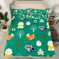 thumbnail image 2 of Manfei Raccoon Fox Hedgehog Twin Sheet Sets,Cute Zoo Animal Twin Fitted Sheet,Jungle Wlidlife Flat Sheet For Kids,Luxury Bedroom Decor,3pcs, 2 of 7