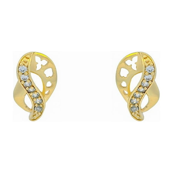 Leander 14K Gold Plated Flat Back Earrings | Solid 925 Sterling Silver Posts | Helix Cartilage Earrings for Women | Cubic Zirconia Stud Earrings | Trending Fashion Jewelry