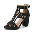 thumbnail image 1 of Womens Chunky High Heels Hollow Fish Mouth Sandals, 1 of 9