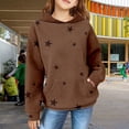 thumbnail image 2 of Mercatoo Girls Star Print Waffl1 Hoodi1,Kids Casual Stylish Long Sleeve Hooded Sweatshirt Fall Winter Daily Wear Outfit Tops, 2 of 7