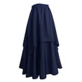 thumbnail image 4 of Vynhevius Women's Irregular Layered Maxi Skirt Solid Elastic Waist Vintage Medieval Casual Long A Line Skirts, 4 of 6