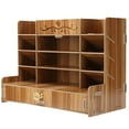 thumbnail image 3 of Wooden Desk Organizer, Multifunction Tabletop Storage Cabinet With Multiple Compartments For Office Accessory Stationery For Home Kitchen For Students Cherry Wood Color, 3 of 8