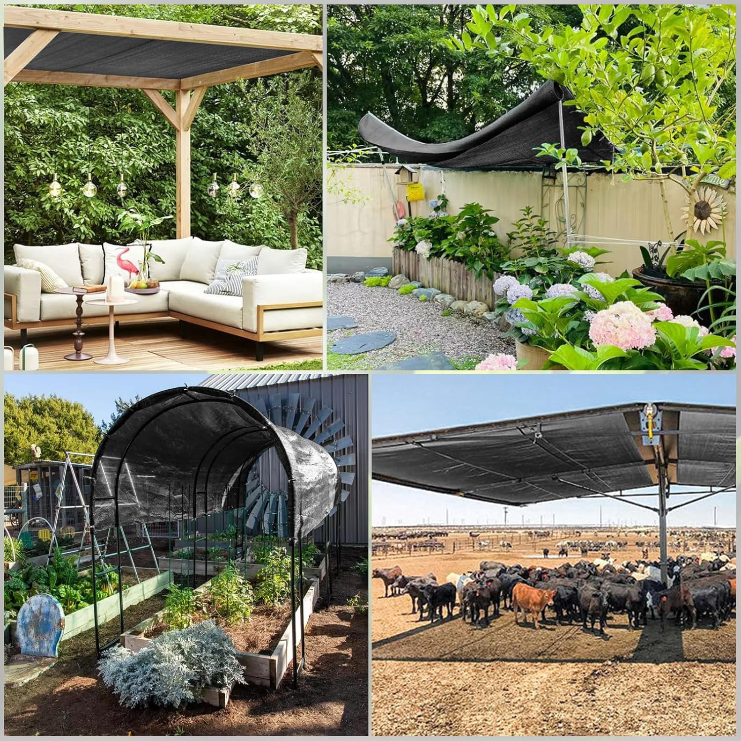 LOVE STORY 70% Shade Cloth Roll 5'10" x 100' Screen Cover for Garden Greenhouse Patio Canopy, Black