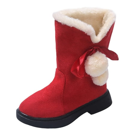 

Splozh Girls Boys Warm Winter Boots Kids Outdoor Snow Boots(Toddler/Little Kid) Red 1.5