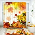 thumbnail image 4 of FRAMICS Fall Maple Leaves Bathroom Sets, 16-Piece Sunflower Pumpkin Shower Curtain Sets with Rugs, Thanksgiving Waterproof Fabric Bathroom Curtain Decor with Hooks, 4 of 10